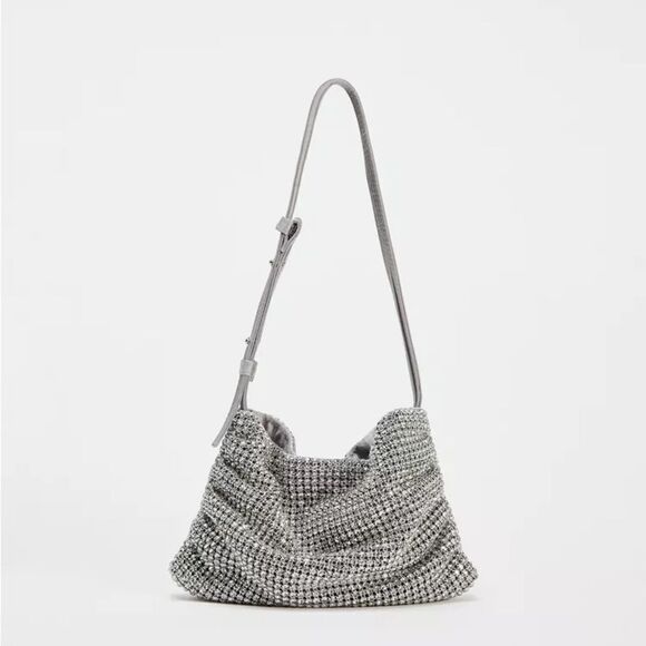 ZARA SHIMMERY MINI BUCKET BAG - Picture 1 of 9